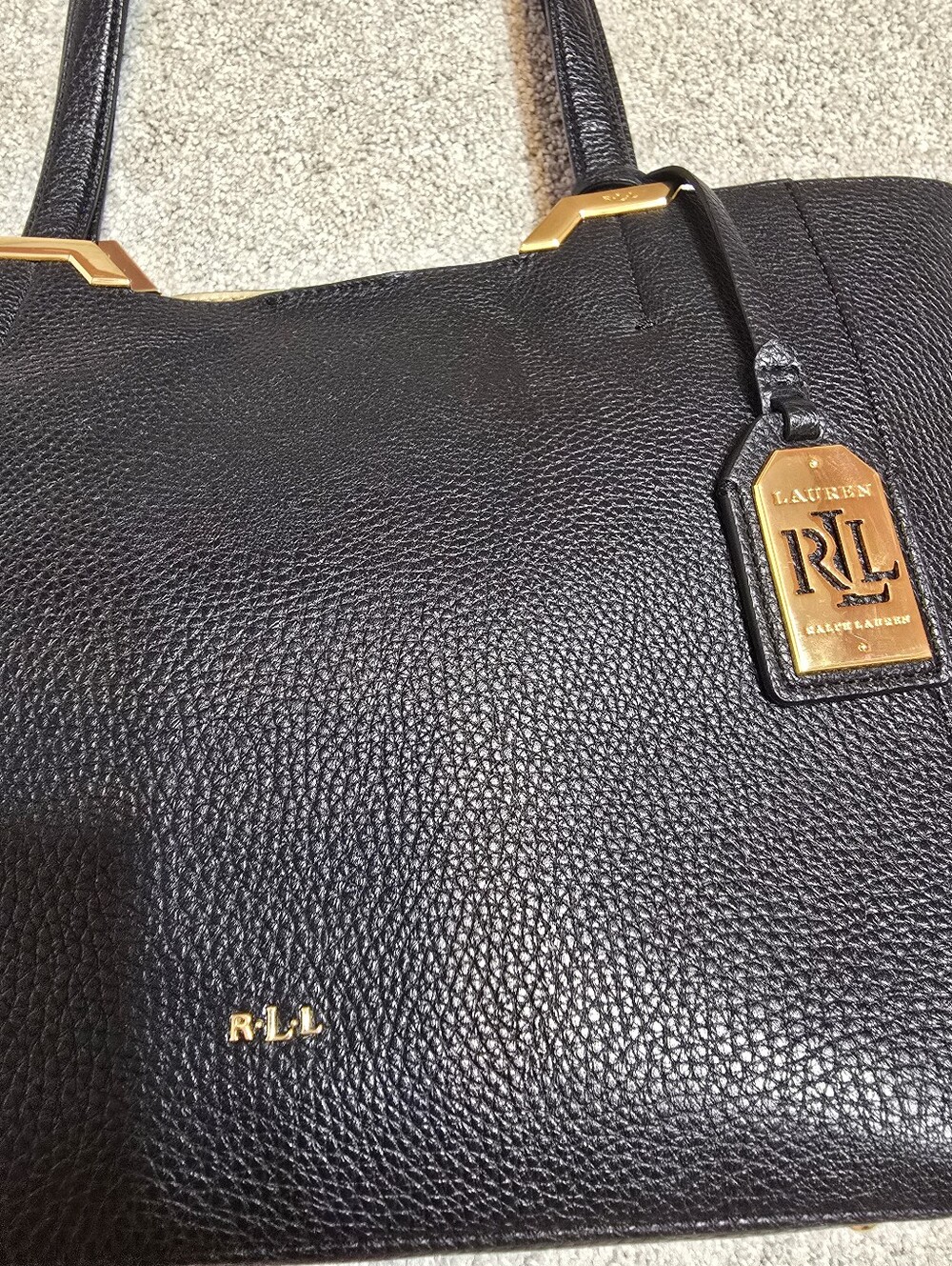 Ralph Lauren Black Shopper Tote with Gold Hardware - Picture 7 of 12
